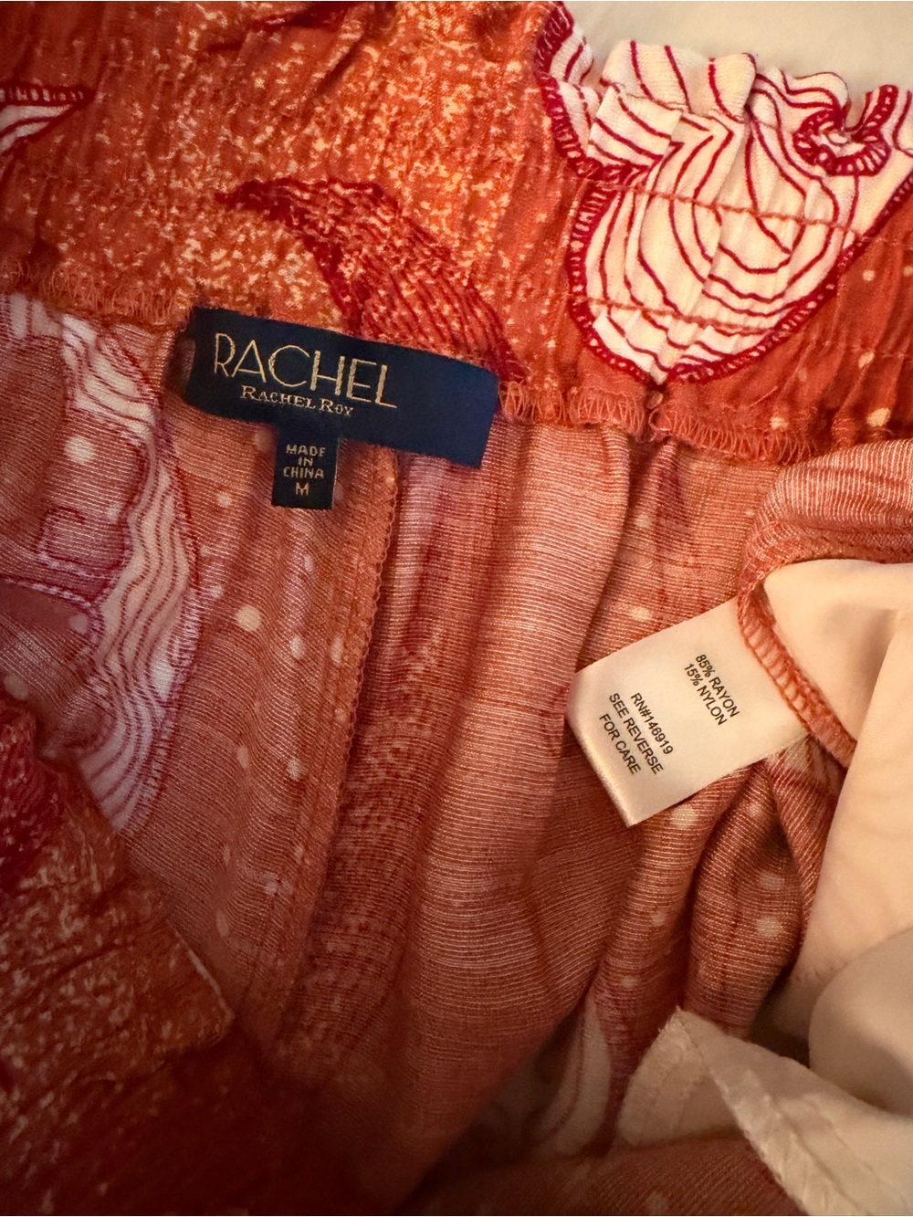 RACHEL Rachel Roy Burnt Orange & White Abstract Wide Leg Pants - Picture 2 of 5